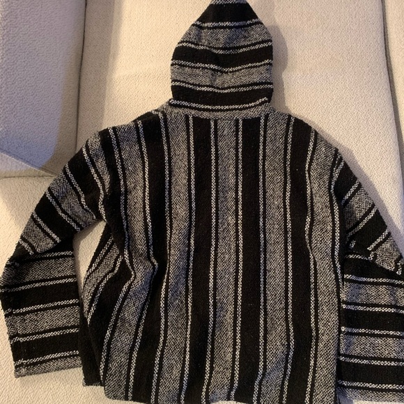 Black and Grey Striped Knit Baggy Sweater/Hoodie - Picture 2 of 3